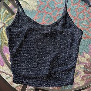 NWOT Rainbow Black Sparkly Top